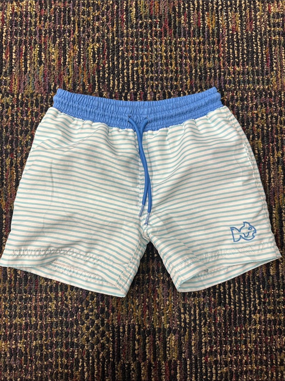 Boys’ Prodoh Swim Trunks Light Blue Striped with Blue Waistband 6